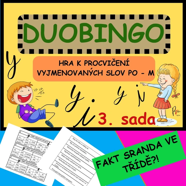 VYJMENOVANÁ SLOVA PO M - DUOBINGO - HRA K PROCVIČENÍ - 3. SADA