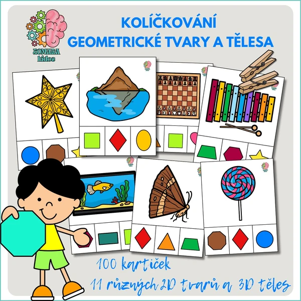 Kolíčkování - geometrické tvary a tělesa