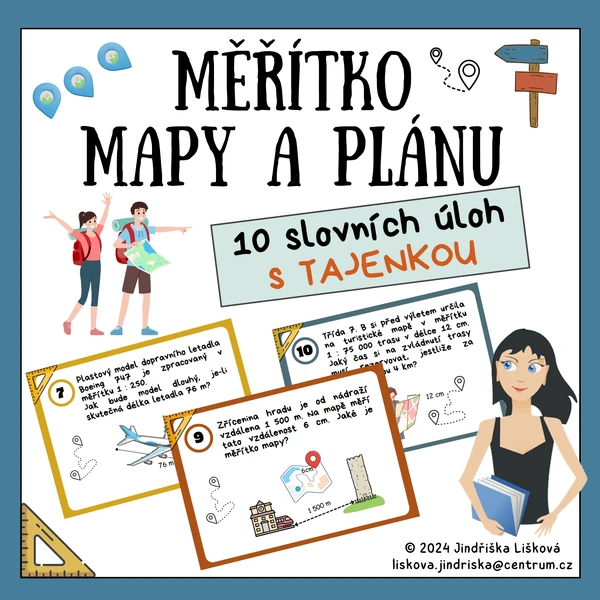 Měřítko mapy a plánu - slovní úlohy s TAJENKOU