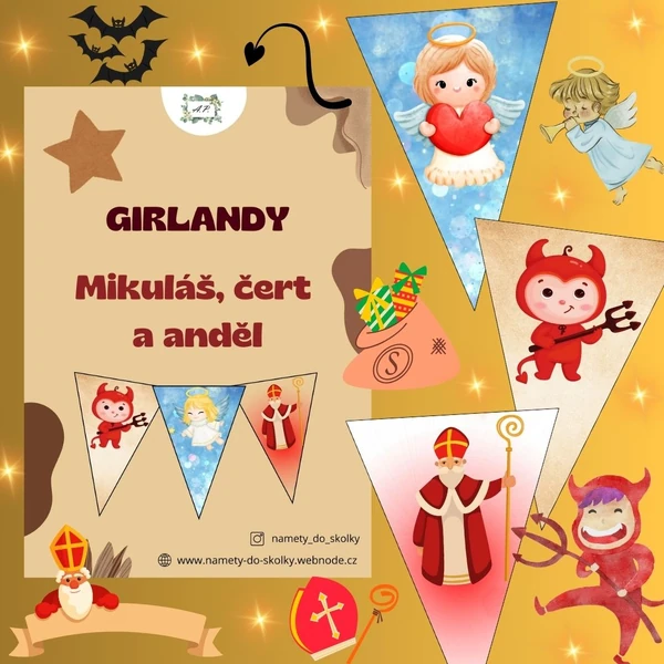 Girlanda - Mikuláš, čert a anděl 