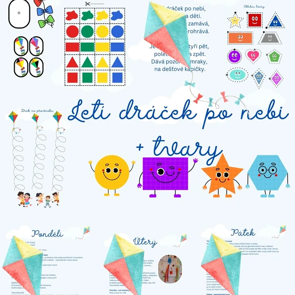 Letí dráček po nebi + tvary