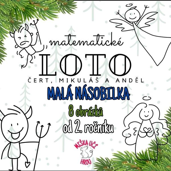 MATEMATICKÉ LOTO - Mikuláš, čert, anděl - malá násobilka - od 2. ročníku