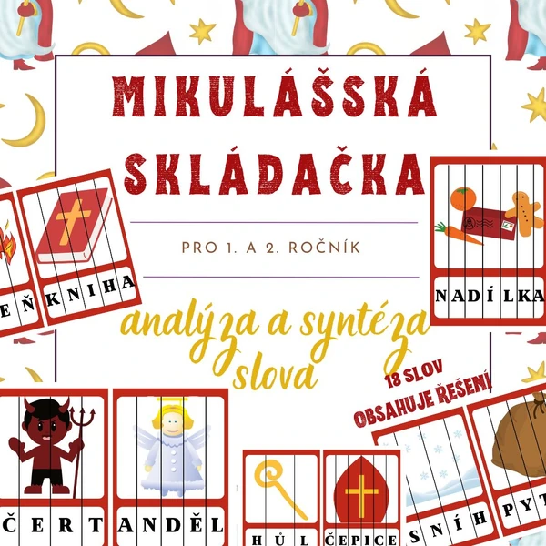 Analýza a syntéza slova - Mikuláš, čert a anděl