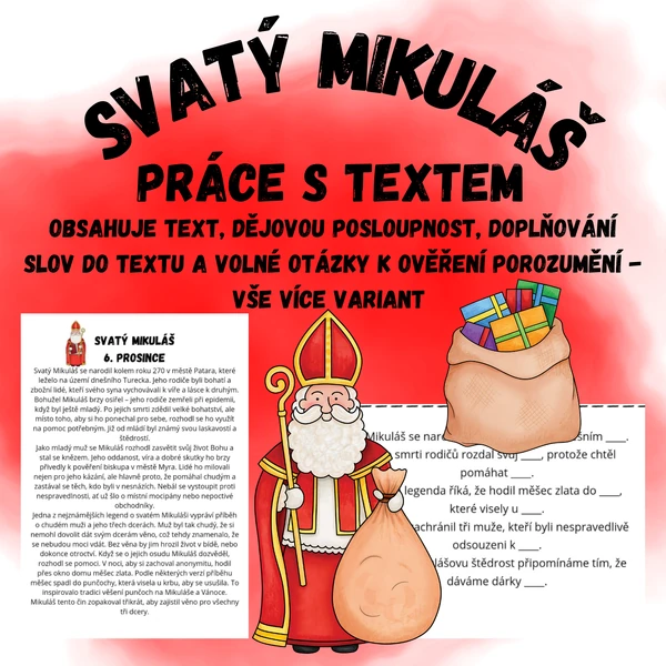 Svatý Mikuláš - text a práce s textem