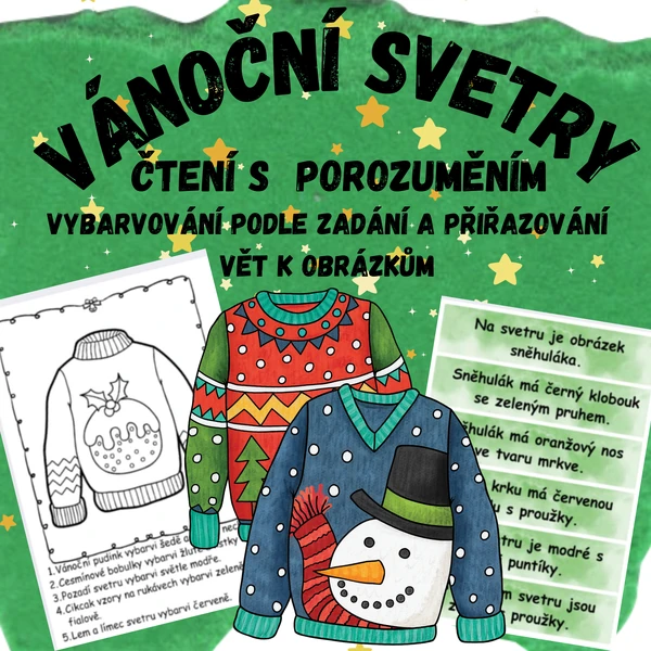 Vánoční svetry - čtení s porozuměním