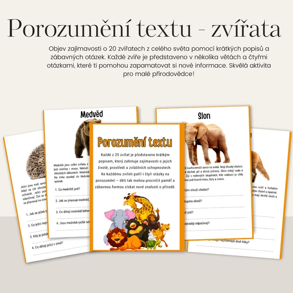 Porozumění textu - zvířata
