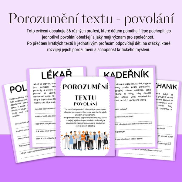 Porozumění textu - povolání