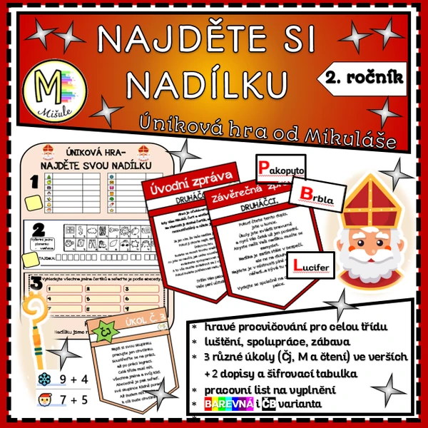 NAJDĚTE SI NADÍLKU- ÚNIKOVÁ HRA OD MIKULÁŠE- 2. TŘÍDA