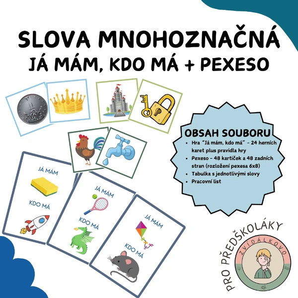 Slova mnohoznačná - Já mám, kdo má + Pexeso 