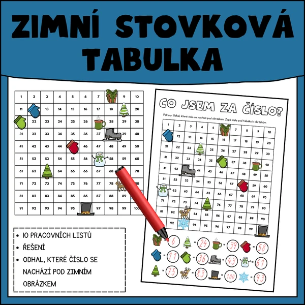 Zimní stovková tabulka - pracovní listy