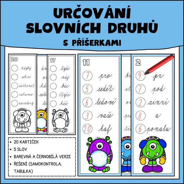 Určování slovních druhů - zimní příšerky
