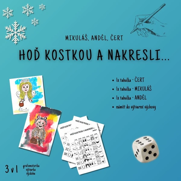Hoď kostkou a nakresli... - Mikuláš, anděl, čert