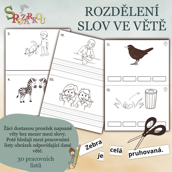 Rozdělení slov ve větě S Rozárkou