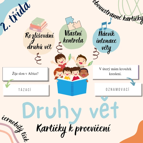 Druhy vět - Kartičky k procvičování