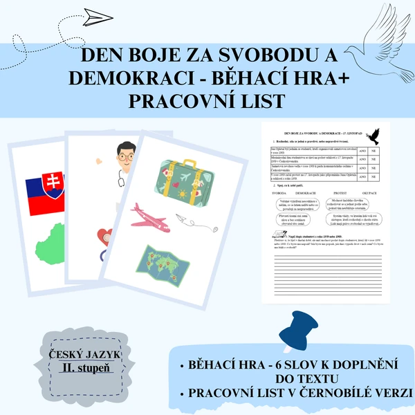 17. listopad - Den boje za svobodu a demokracii - běhací hra + pracovní list 