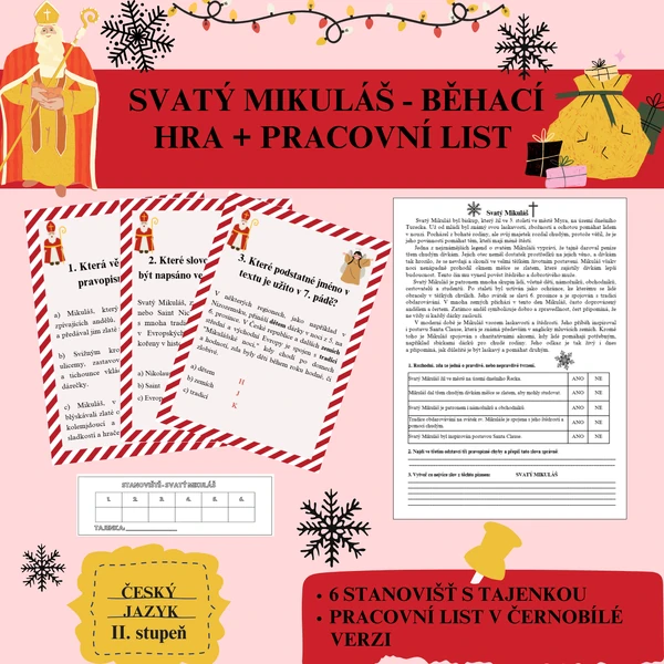 Svatý Mikuláš - běhací hra + pracovní list