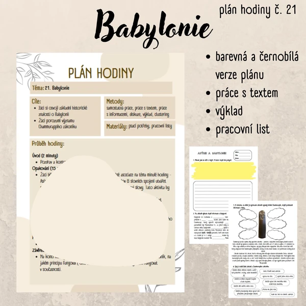 Plán hodiny - 6. třída - Babylonie, Chammurapiho zákoník