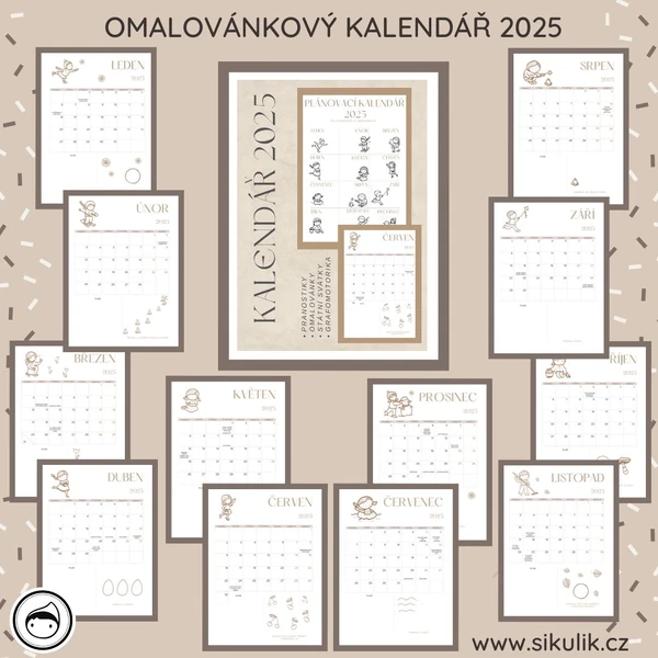 OMALOVÁNKOVÝ PLÁNOVACÍ KALENDÁŘ 2025