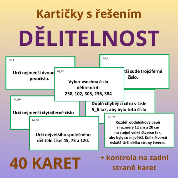 Kartičky s řešením – DĚLITELNOST PŘIROZENÝCH ČÍSEL