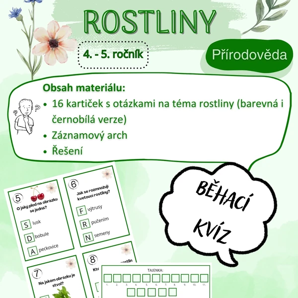 Rostliny - běhací kvíz