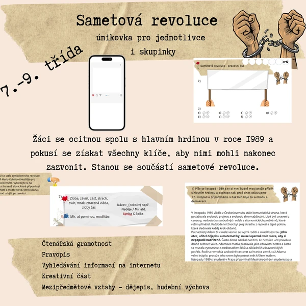 Češtinářská únikovka Sametová revoluce 