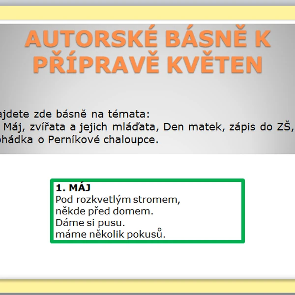 Autorské básně k přípravě květen