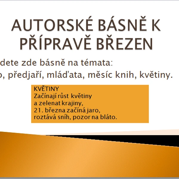 Autorské básně na březen: předjaří, jaro, květiny, knihy, mláďata