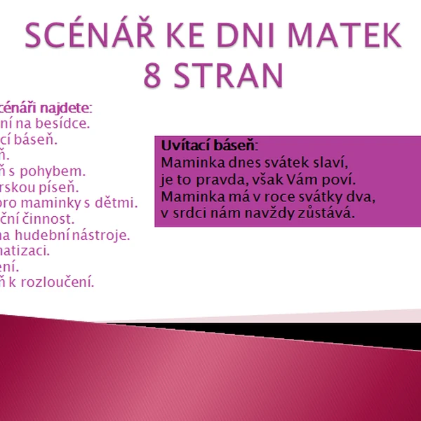 Scénář k besídce ke Dni matek