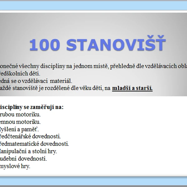 100 stanovišť
