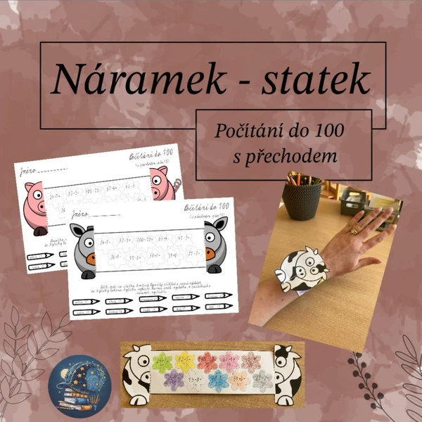 Počítání do 100 s přechodem - náramky statek