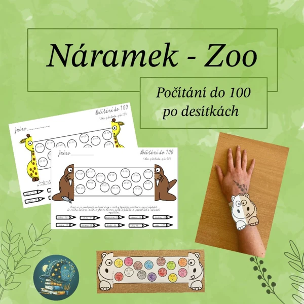 Počítání do 100 po desítkách - náramky Zoo