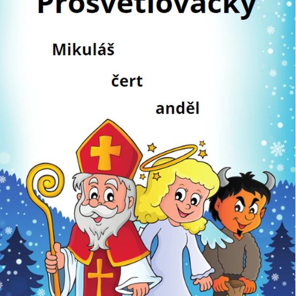 Prosvětlovací obrázky Mikuláš, čert a anděl