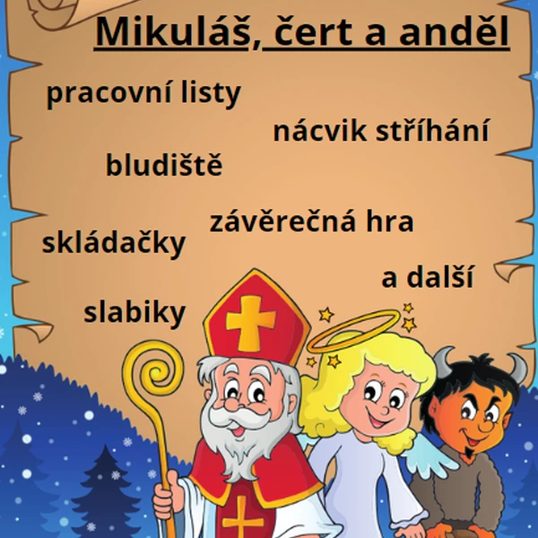 Mikuláš, čert a anděl - pracovní listy a další