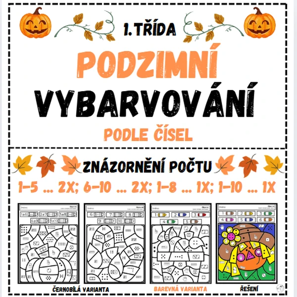 Podzimní vybarvování, znázornění počtu 1-10