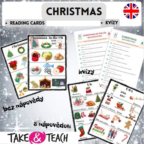 CHRISTMAS SPEAKING AND READING CARDS - ČR, UK, USA