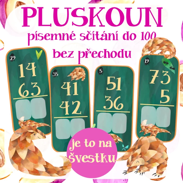 Pluskoun - písemné sčítání do 100 bez přechodu