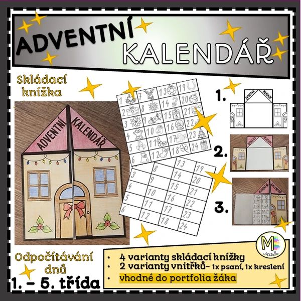 ADVENTNÍ KALENDÁŘ- ODPOČÍTÁVÁNÍ- SKLÁDACÍ KNÍŽKA