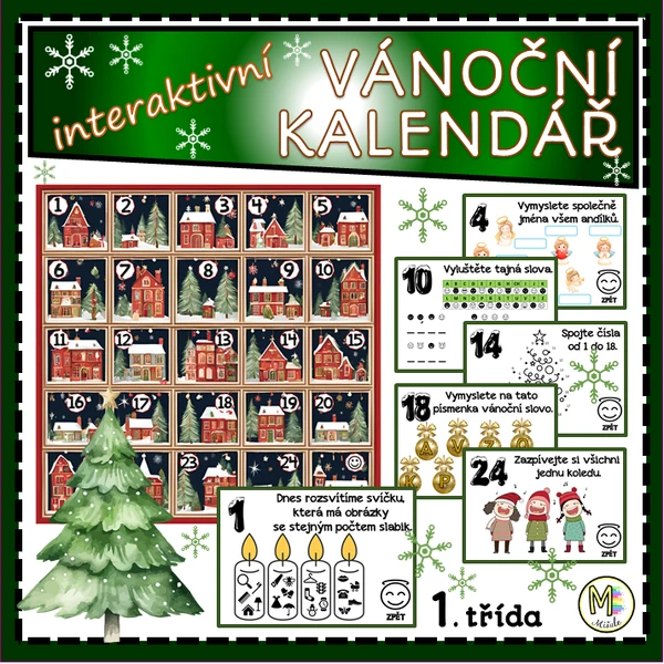 ADVENTNÍ KALENDÁŘ- INTERAKTIVNÍ- 1. TŘÍDA