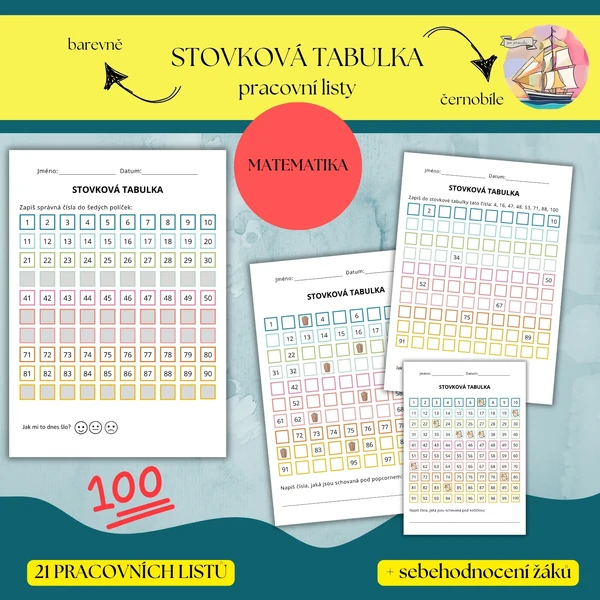 Stovková tabulka - pracovní listy