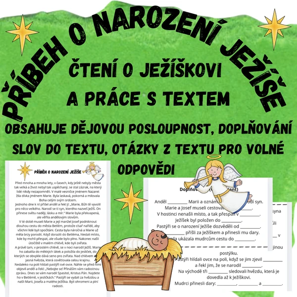 Příběh o narození Ježíše - čtení a práce s textem