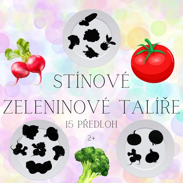 Stínové zeleninové talíře - 15 obrázků k procvičování zrakového vnímání