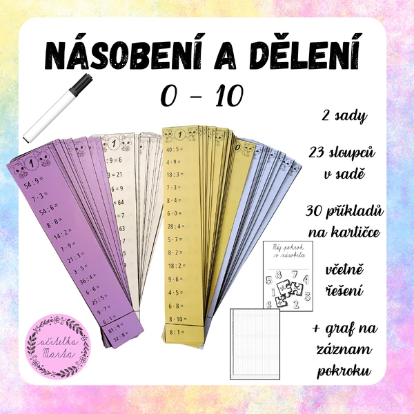 Sloupečky na násobení a dělení 0-10