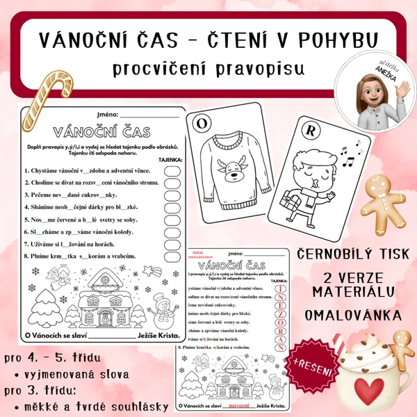 VÁNOČNÍ ČAS - PRAVOPIS, ČTENÍ S POROZUMĚNÍM (3. - 5. třída)