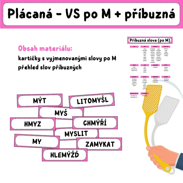 PLÁCANÁ - vyjmenovaná slova po M + příbuzná