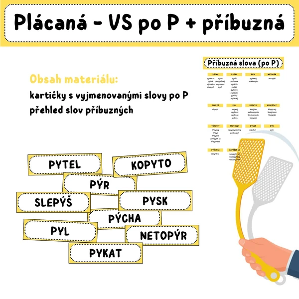 PLÁCANÁ - vyjmenovaná slova po P + příbuzná