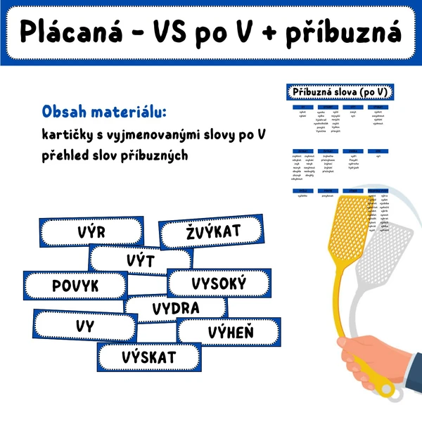 PLÁCANÁ - vyjmenovaná slova po V + příbuzná