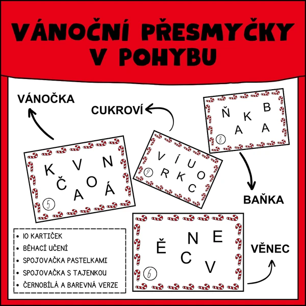 Vánoční přesmyčky v pohybu - spojovačka/tajenka