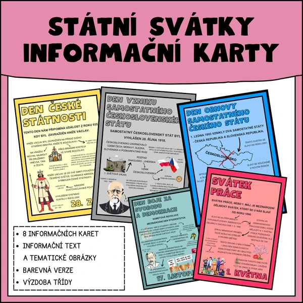 Státní svátky ČR - informační karty