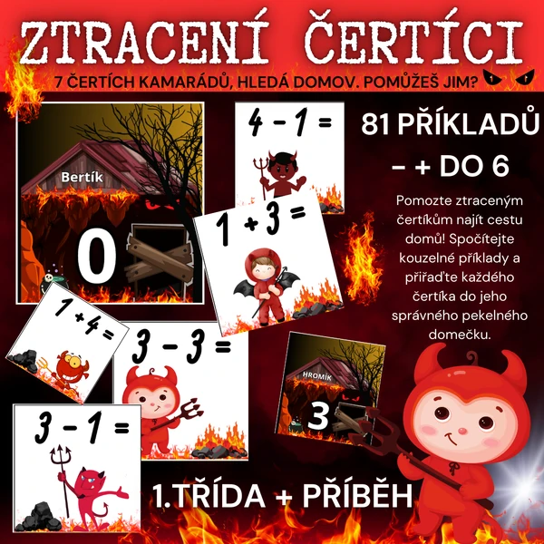 ZTRACENÍ ČERTÍCI - 1. TŘÍDA - MATEMATIKA 0-6 + -