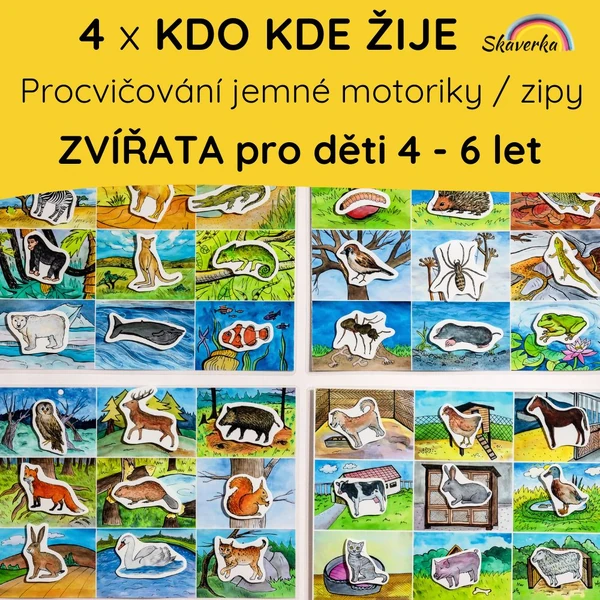 4 x KDO KDE ŽIJE - zvířata